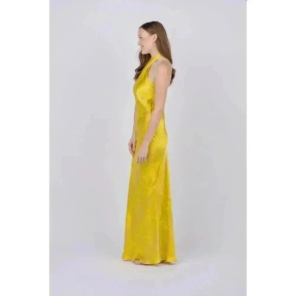New NWT L'AGENCE Estee Twist Neckline Dress in Lemon Tonic Multi Python Snake Re - Picture 4 of 7